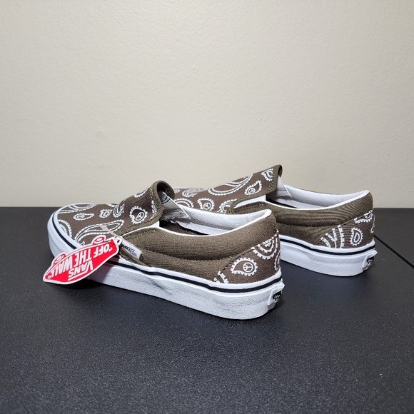 Vans Classic Slip On Green White Canvas Women's Shoes NEW - Picture 4 of 14